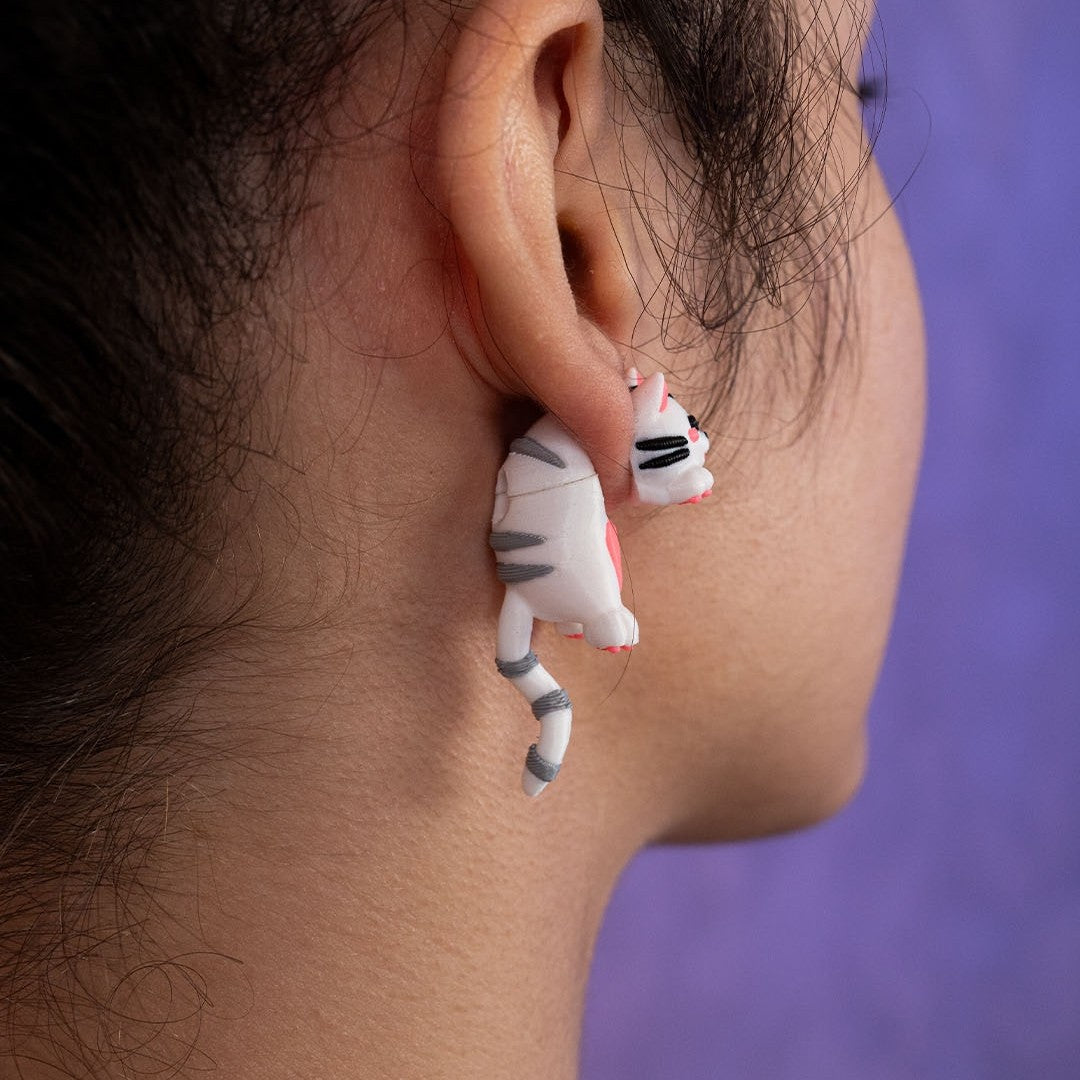 Purr-ced-ear Cat Earrings