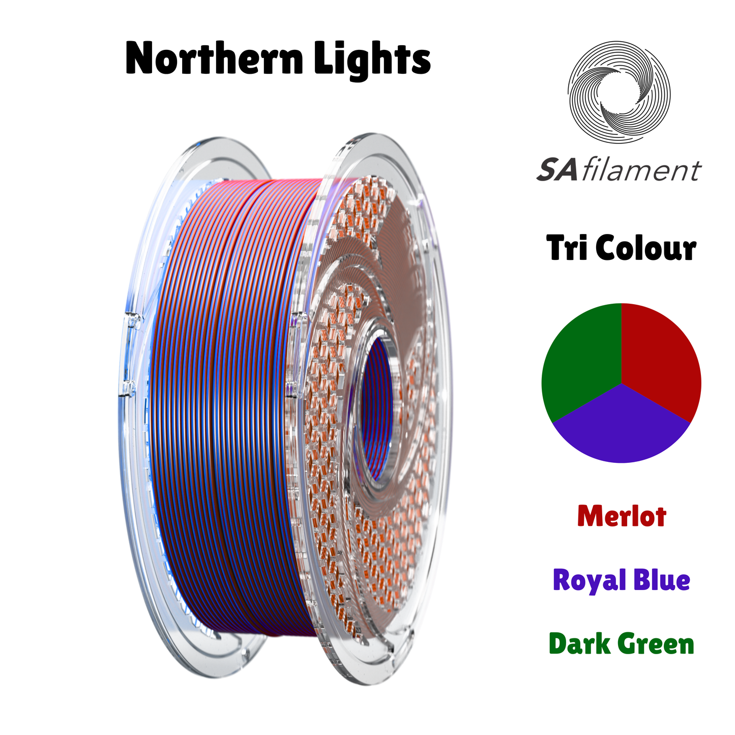 SAFilament – Tri Silk PLA – Northern Lights – 750g – 1.75mm