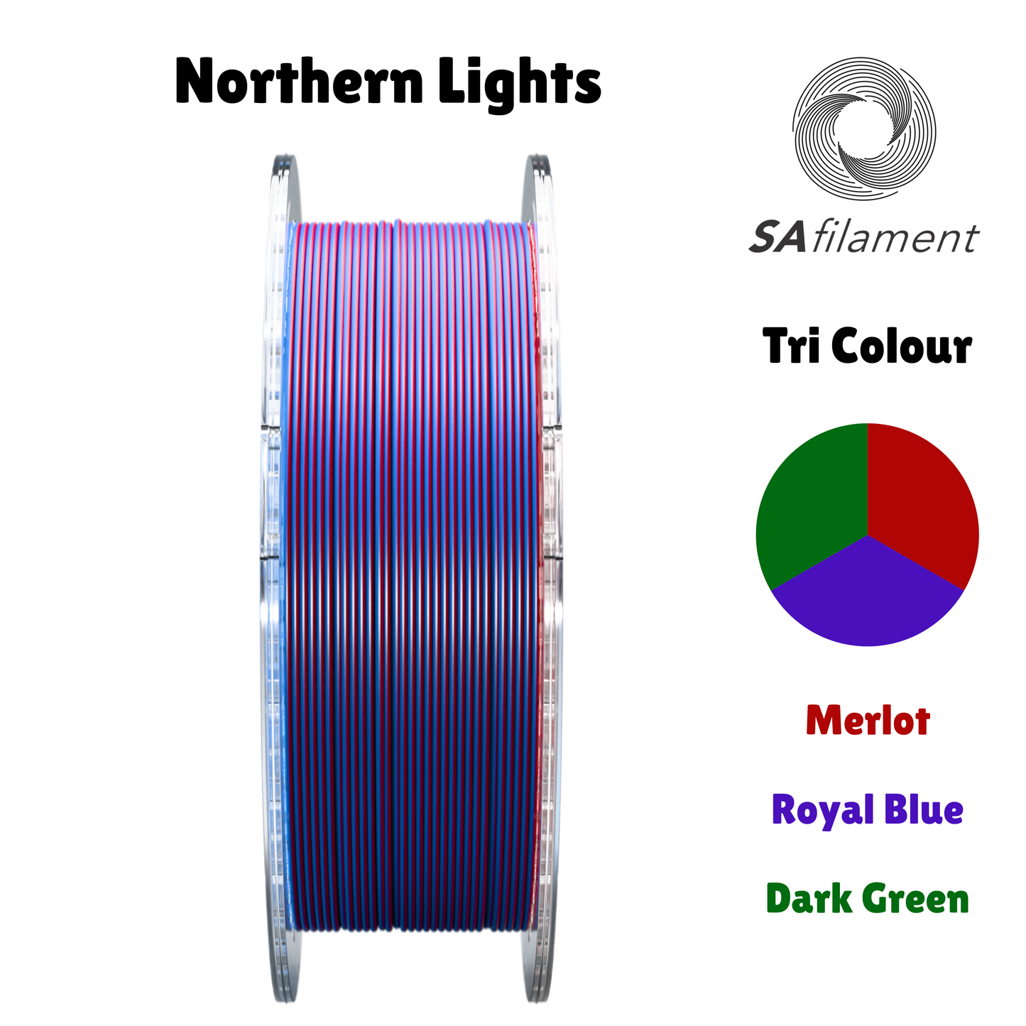 SAFilament – Tri Silk PLA – Northern Lights – 750g – 1.75mm