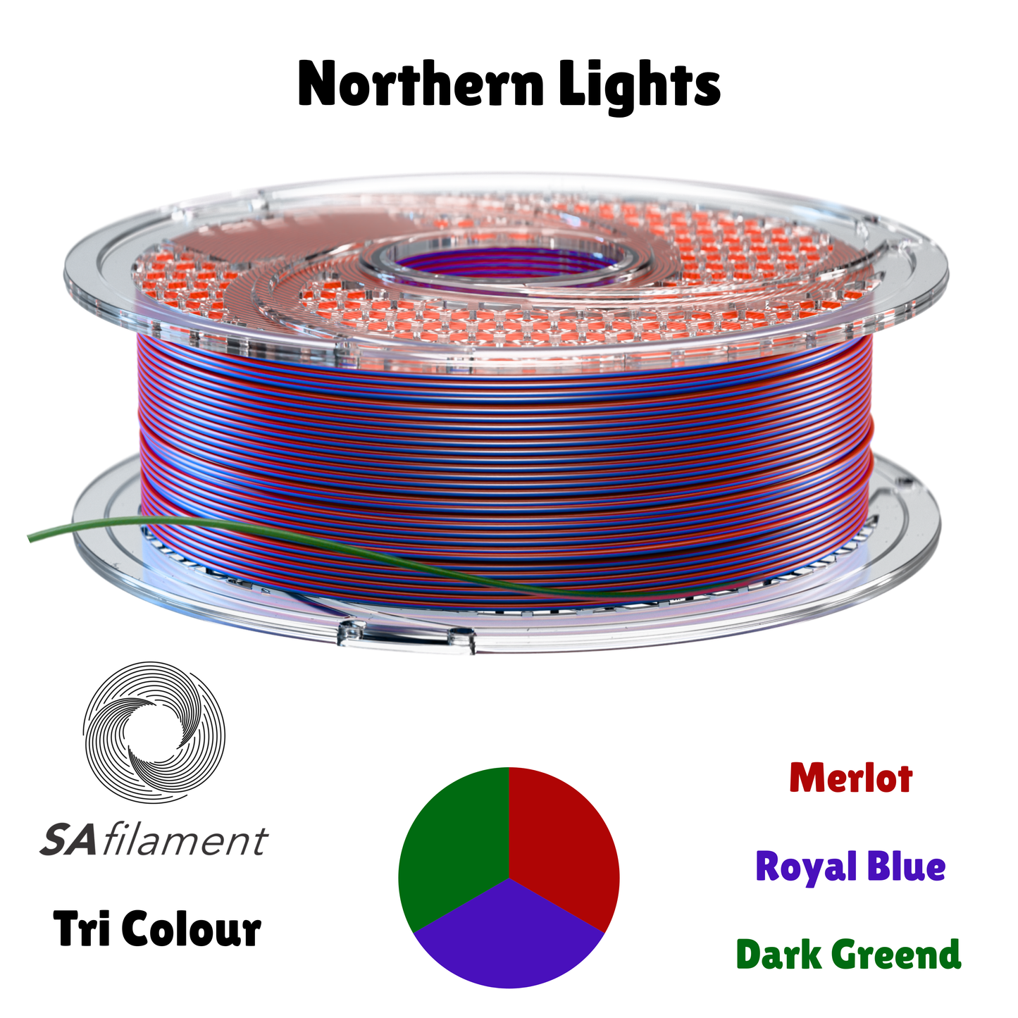 SAFilament – Tri Silk PLA – Northern Lights – 750g – 1.75mm
